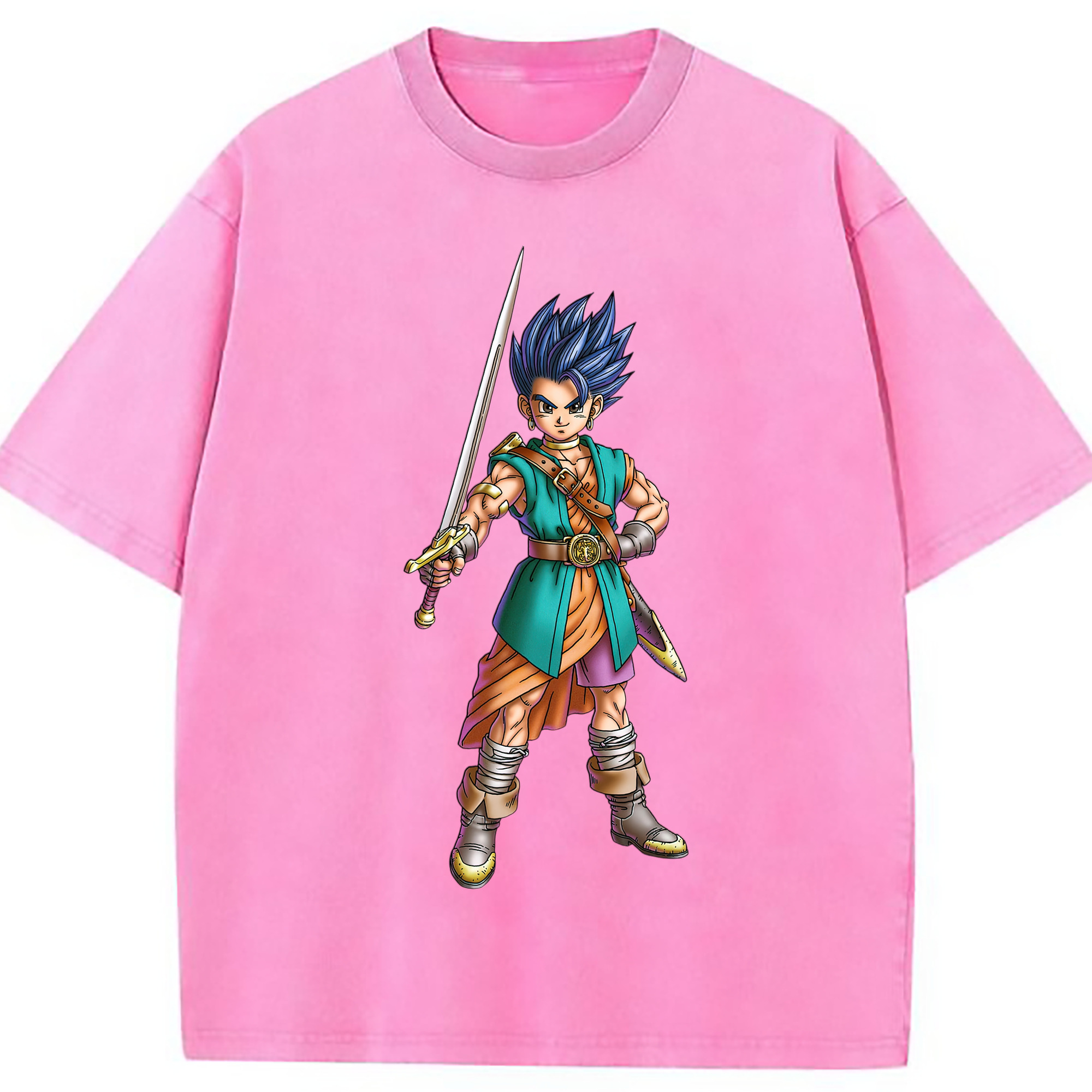 （画像用） ドラゴンクエスト Doragon Kuesuto Dragon Quest 綿100% ヴィンテージ風 半袖Tシャツ（フロントプリント）